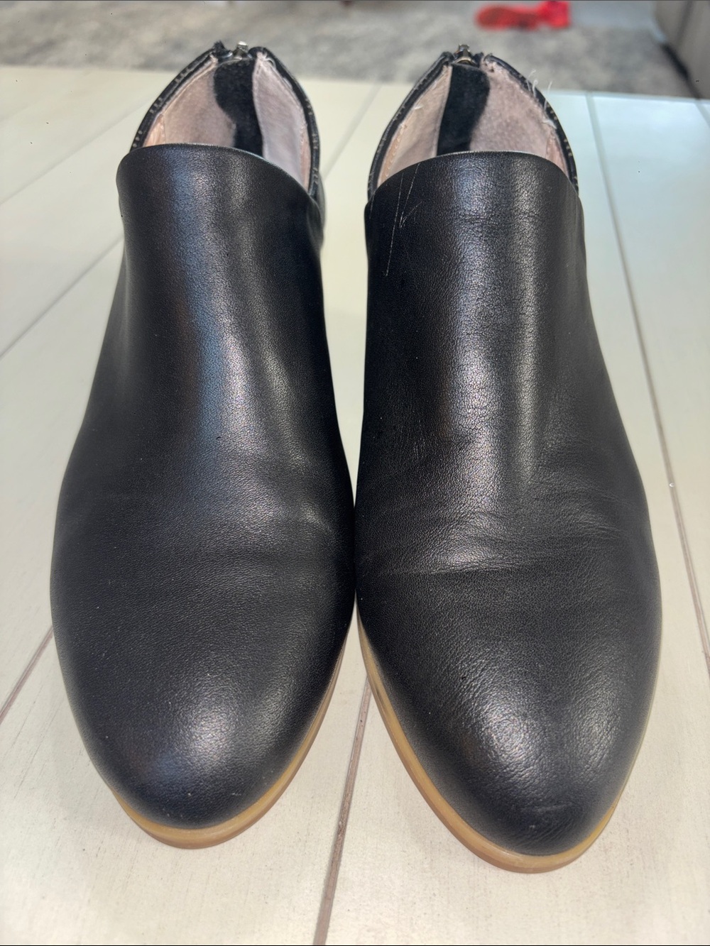 a new day Black Leather Slip-On Mules